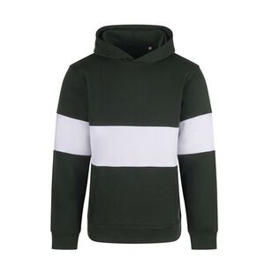 Front Row Mens Heavyweight Panelled Hoodie / Bottle/White